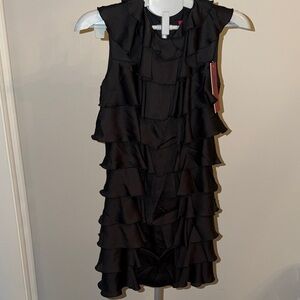 Elegant Black Ruffled Mini Dress